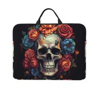 Laptop Sleeve 15.6 inch Shockproof Computer Bag Skull Surrounded by Flowers Laptop Case Protective Carrying Bag