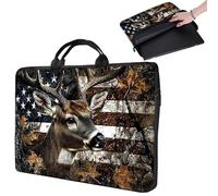 Laptop Sleeve 15 inch,14 inch Laptop Sleeve with Handle,Compatible for 14"-15" MacBook/HP/Lenovo/Dell,Paded Computer Sleeve Laptop Carrying Case Bag for Men Women- Deer America Flag Camouflage