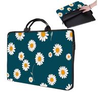 Laptop Sleeve 15 inch,14 inch Laptop Sleeve with Handle,Compatible for 14"-15" MacBook/HP/Surface/Lenovo/Dell,Computer Sleeve Laptop Carrying Case Bag for Women Girl-White Daisies on Dark Teal