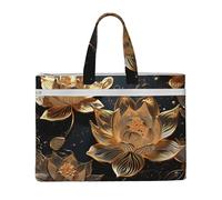 Laptop Sleeve 15 inch Computer Carrying Bag Slim Protective Case Boho Gold Lotus Flowers Laptop Case Briefcase Handbag