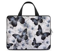 Laptop Sleeve 15inch Computer Carrying Bag Black Butterfly on Flowers Laptop Case Slim Protective Case Handbag