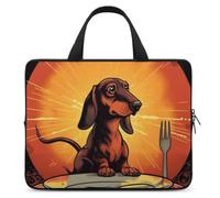 Laptop Sleeve 15inch Computer Carrying Bag Dachshund Looking at Plate Laptop Case Slim Protective Case Handbag