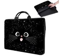 Laptop Sleeve 16 inch,17" Laptop Sleeve with Handle,Compatible for MacBook pro/HP/Lenovo/Dell 16-17 inch,Paded Computer Sleeve Laptop Carrying Case Bag for Women-Cute Cartoon Black Cat