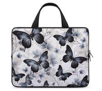 Laptop Sleeve 17inch Computer Carrying Bag Black Butterfly on Flowers Laptop Case Slim Protective Case Handbag
