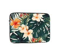 Laptop Sleeve Bag 12 Inch Waterproof Shock Resistant Notebook Carrying Case Tropical Summer Hawaiian Flower Palm Leaves Lightweight Computer Skin Bag
