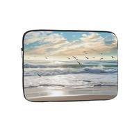 Laptop Sleeve Bag 12 Inch Waterproof Shock Resistant Notebook Carrying Case Waves On The Beach with Sea Birds Lightweight Computer Skin Bag