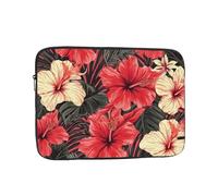 Laptop Sleeve Bag 13 Inch Waterproof Shock Resistant Notebook Carrying Case Red Hibiscus Lightweight Computer Skin Bag