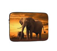 Laptop Sleeve Bag 13 Inch Waterproof Shock Resistant Notebook Carrying Case Sunset Parent-Child Elephant Lightweight Computer Skin Bag
