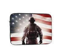 Laptop Sleeve Bag Durable Shockproof Protective Laptop Case American Flag Soldier Computer Carrying Cover Briefcase 13 inch