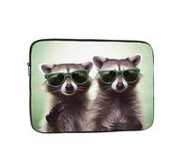 Laptop Sleeve Bag Durable Shockproof Protective Laptop Case Funny Raccoon Green Sunglasses Computer Carrying Cover Briefcase 17 inch