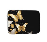 Laptop Sleeve Bag Durable Shockproof Protective Laptop Case Gold White Butterflies Black Computer Carrying Cover Briefcase 13 inch