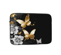Laptop Sleeve Bag Durable Shockproof Protective Laptop Case Gold White Butterflies Black Computer Carrying Cover Briefcase 10 inch