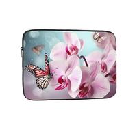 Laptop Sleeve Bag Durable Shockproof Protective Laptop Case Orchid Flower Butterfly Soft Fresh Spring Computer Carrying Cover Briefcase 17 inch