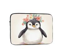 Laptop Sleeve Bag Durable Shockproof Protective Laptop Case Penguin Wearing Flowers Computer Carrying Cover Briefcase 17 inch