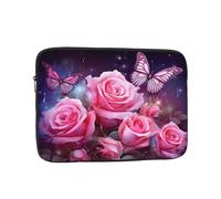Laptop Sleeve Bag Durable Shockproof Protective Laptop Case Rose and Butterflies Computer Carrying Cover Briefcase 15 inch