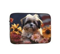 Laptop Sleeve Bag Durable Shockproof Protective Laptop Case Shih Tzu Dog and Flowers Computer Carrying Cover Briefcase 13 inch
