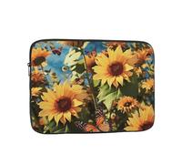 Laptop Sleeve Bag Durable Shockproof Protective Laptop Case Sunflowers and Butterflies Computer Carrying Cover Briefcase 17 inch