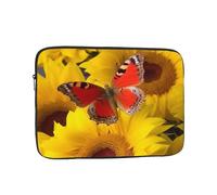 Laptop Sleeve Bag Durable Shockproof Protective Laptop Case Yellow Sunflowers with Red Butterfly Computer Carrying Cover Briefcase 15 inch