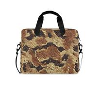 Laptop Sleeve Bag Portable Crossbody Messenger with Handle and Shoulder Strap 15.6 inch Computer Case with Zipper Animal Python Fur Print Brown
