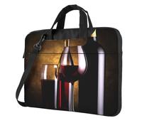 Laptop Sleeve Bag Shockproof Notebook Case Three Wine Bottles and Glass Over Computer Carrying Case with Shoulder Strap 13 inch