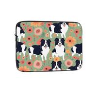 Laptop Sleeve Border Collie Flower Prints Computer Bag Water Resistant Girls Laptop Bag For Men And Women, For Notebook, Travel, Computer, 15In