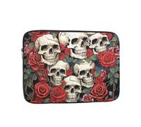 Laptop Sleeve Case 10 inch Shockproof Computer Carrying Bag Cool Skull head and Roses Laptop Bag Slim Protective Case