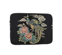 Laptop Sleeve Case 10 inch, Shockproof Protective Laptop Cover Black Background, Golden Blue, Phoenix, Peony Flower Briefcase Portable Carrying Computer Bag