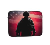 Laptop Sleeve Case 12 inch Shockproof Protective Notebook American Flag Soldier Laptop Case Computer Bag