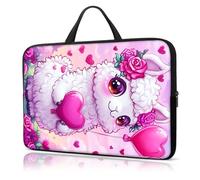 Laptop Sleeve Case 12 Inch, with Handle Computer Shockproof Protective Soft Cover Case,Cute Love Heart Alpacas