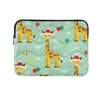 Laptop Sleeve Case 13-14 Inch Classical Computer Bag with Zipper Merry Christmas Giraffe Green for Work Journey von holzhausen M