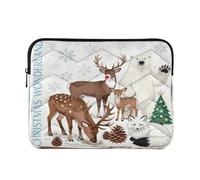 Laptop Sleeve Case 13-14 Inch Classical Laptop Case Bag Nordic White Merry Christmas Zoo Computer Sleeve with Zipper for Men Women