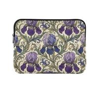 Laptop Sleeve Case 13-14 Inch Classical Laptop Storage Bag William Morris Style Iris Flowers Pattern Case Hard Cover with Zipper for Work Journey