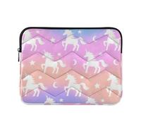 Laptop Sleeve Case 13-14 Inch Classy Case for Laptop Blue and Pink Gredient Unicorns Silhouette Carrying Bag with Zipper for Work Journey
