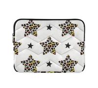 Laptop Sleeve Case 13-14 Inch Classy Laptop Storage Bag Cartoon Leopard Print Star White Computer Case with Zipper for Work Journey forro para
