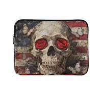 Laptop Sleeve Case 13-14 Inch Classy Sleeve for Laptop Retro Skull and Red Rose Computer with Zipper for Work Journey