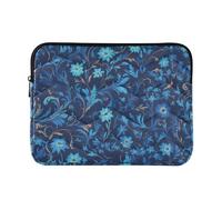 Laptop Sleeve Case 13-14 Inch Classy Sleeve for Laptop William Morris Style Blue Floral Pattern Case Bag with Zipper for Work Journey