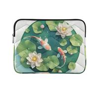 Laptop Sleeve Case 13-14 Inch Concise Computer Bag 3d Pond Scenery Fish and Flowers Computer Carrying Bag for Work Travel bolsa para