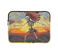 Laptop Sleeve Case 13-14 Inch Concise Computer Bag Tribal Dancing Human Skeleton Case with Zipper for Work Travel
