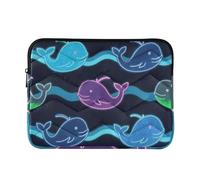 Laptop Sleeve Case 13-14 Inch Concise Computer Case Fluorescent Whale Wave Dark Blue Laptop Bag with Zipper for Men Women latitude laptop case