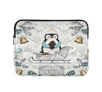 Laptop Sleeve Case 13-14 Inch Concise Computer Cases for Laptop Nordic White Merry Christmas Penguin Computer Carrying Bag for Work Travel