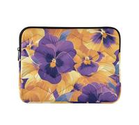 Laptop Sleeve Case 13-14 Inch Concise Laptop Bag Briefcase Abstract Orange Purple Pansies Flowers Case with Zipper for Travel Business