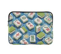 Laptop Sleeve Case 13-14 Inch Concise Laptop Bag Briefcase Art Painting Blue Chinese Mahjong Carrying Bag with Zipper for Men Women