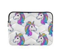 Laptop Sleeve Case 13-14 Inch Concise Laptop Bag Briefcase Cartoon Cute White Rainbow Unicorns Case Bag with Zipper for Work Journey