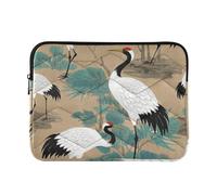 Laptop Sleeve Case 13-14 Inch Concise Laptop Bag with Zipper Chinese Retro Cloud Crane Beige Carrying Bag with Zipper for Work Travel