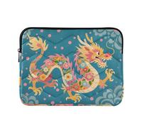 Laptop Sleeve Case 13-14 Inch Concise Laptop Carrying Case with Zipper Chinese Dragon Blue Case Hard Cover with Zipper for Work Journey