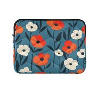 Laptop Sleeve Case 13-14 Inch Concise Laptop Sleeve Bag Orange FLOWERs Blue Background Computer Briefcase with Zipper for Work Journey