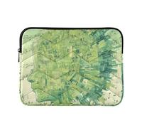 Laptop Sleeve Case 13-14 Inch Concise Laptop Sleeves Abstract Art Human Head Sheet Music Green Case Bag with Zipper for Travel Business