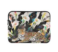Laptop Sleeve Case 13-14 Inch Concise Laptop Sleeves Boho Style Leopard White Calla Lily Computer Briefcase with Zipper for Work Journey