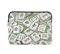 Laptop Sleeve Case 13-14 Inch Concise Laptop Sleeves Mahjong Chinese Green Case Hard Cover with Zipper for Work Travel
