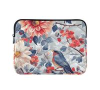 Laptop Sleeve Case 13-14 Inch Concise Laptop Storage Bag Flowers Dahlia Cherry Blossom Birds Computer Sleeve with Zipper for Travel Business